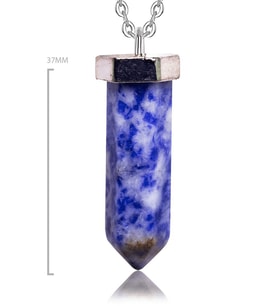 Sertifikalı Çivi Model Doğal Lapis Lazuli Taşı Kolye - Tel Sargılı (Çok Renkli)