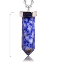 Sertifikalı Çivi Model Doğal Lapis Lazuli Taşı Kolye - Tel Sargılı (Çok Renkli)
