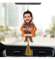 Kişiye Özel Hakem Karikatürlü Ahşap Dikiz Ayna Araba Süsü