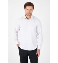 Bej Uzun Kol Sert Yaka Cepsiz  Slim Fit Pamuklu Gömlek 1004250225