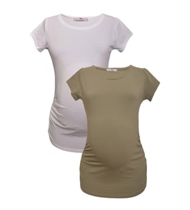 LuvmaBelly MYRA2011_2012 Hamile tshirt seti (Beyaz - Haki)
