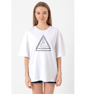 Princess Mononoke Wolves Beyaz Kadın Oversize Tshirt