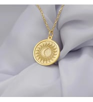 Kişiye Özel 925 Ayar Gümüş Tasarım Güneş ve Ay Kolye (Gold)