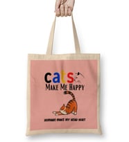 Funny Cat Lover Gifts For Women Men Kids Bez Çanta Uzun Saplı