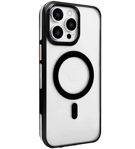 iPhone 15 Pro Gleam PC Sert Magsafe Kılıf - Şeffaf-Siyah