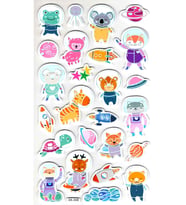 Sticker Eva Kabartmalı Stiker Çıkartma Defter Etiket (XK006) 14x24 cm - Astronot Hayvan Sevimli