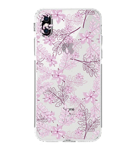 Apple iPhone XS MaxKamera Korumalı Tıpalı Kapak Floral Pudra Tasarımlı Şeffaf Kılıf