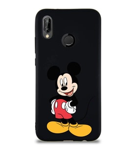 Huawei P20 Lite Soft Premier Kapak Mickey Mouse-E Tasarımlı Silikon Kılıf - Siyah (Şeffaf)