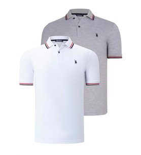 İKİLİ SET T8594 DEWBERRY ERKEK T-SHIRT-BEYAZ-GRİ (Karışık)