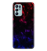 Oppo Reno 6 Kılıf Silikon Desen Özel Seri Blue Red Fire 1637
