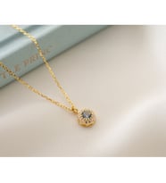 Saklı Takı 925 Ayar Gümüş Mart Ayı Doğum Taşı ( Aquamarine  )  Kolye