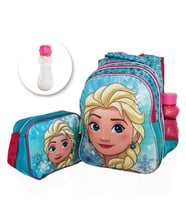 Mavi Frozen Elsa Sırt Çantası + Beslenme + Suluk - Elsa İlkokul Çantası Karlar Ülkesi Okul Çantası (Karışık)