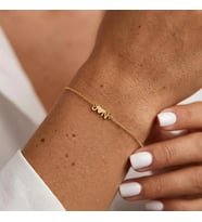 Kişiye Özel Şık Minimalist Çift Harf Bileklik 925K Gümüş (Gold)