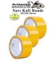 Sarı Koli Bantı 100 Metre 3 Adet 45mm x 100 Metre Renkli Koli Bandı Extra Güçlü Formül Akrilik Koli Bandı
