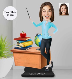 Kişiye Özel Öğretmen Kadın Ahşap Eco Biblo -13