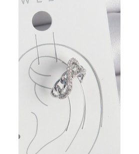 Pirinç Gümüş Renk Zirkon Taşlı Zincir Sonsuzluk Model Kadın Kıkırdak Küpe - TJ-BKP10553