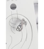 Pirinç Gümüş Renk Zirkon Taşlı Zincir Sonsuzluk Model Kadın Kıkırdak Küpe - TJ-BKP10553