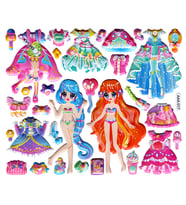 Sticker Kabartmalı Stiker Defter, Planlayıcı Etiket (AAA-017) - 15X13 cm - Kız Giydirme Müzik
