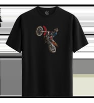 Moto Jump - %100 Pamuklu Erkek Siyah Tişört - Premium Quality (Siyah - Beyaz)
