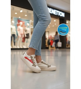 United Colors Of Benetton Bej Keten Hafif Kadın Bağcıklı Spor Ayakkabı BNI-10105 G