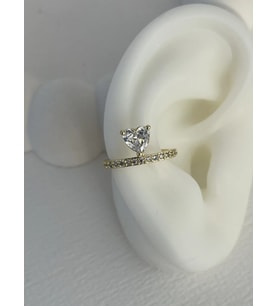 Özel Seri Zirkon Taş Kalp Detay Gold Earcuff