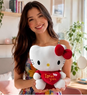 Hello Kitty Peluş Oyuncak 30 cm – Kalpli I Love You Sevgiliye, Kıza ve Arkadaşa Hediye