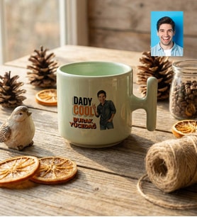 Kişiye Özel Karikatürlü Babaya Hediye Daddy Cool T Pastel Kupa Babalar Günü Hediyesi