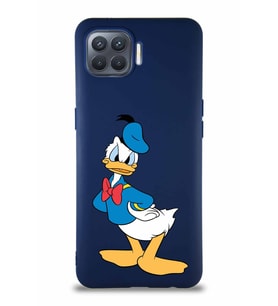 Oppo Reno 4 Lite Soft Premier Kapak Donald Duck-D Tasarımlı Silikon Kılıf - Lacivert (Şeffaf)