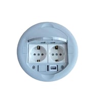 Ne-Ad Masa Üstü Priz Kutusu Gömme Tip Gri + 2 Ad. Priz+1 Ad. USB Geçiş