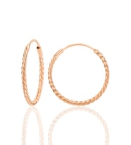 Gümüş rose 20 mm sık burgu halka küpe SGTL12753ROSE