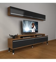 Decoraktiv Ekoflex 5 Mdf Silver Tv Ünitesi Tv Sehpası - Ceviz Siyah (Siyah - Ceviz)