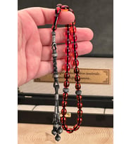 Hediyelik Tesbih, Hızır Çakırbeyli Tesbih, 8x12mm Bal Rengi Ateş Kehribar Tesbih (Turuncu)