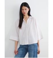 LCW Vision Bej Çizgili Oversize Poplin Kadın Gömlek