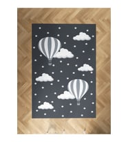 MEKTA HOME BEBEK VE ÇOCUK ODASI Bulutlu Yıldız ve Uçan Balon Desenli Halı