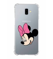 Samsung Galaxy J6 Plus  Köşe Korumalı Antişok Kapak Minnie Mouse Tasarımlı Şeffaf  Kılıf
