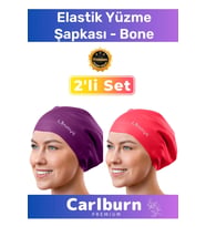 Premium Su Geçirmez Sızdırmaz Renkli Silikon Yüzücü Havuz Deniz Bone Elastik Yüzme Şapkası 2'li Set