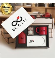 Logonuza Özel 10 Adet Kutulu Ahşap Altlıklı Kırmızı Fincan & Kolonya & & Aromalı Kahve Seti – Ahşap Kutulu Kurumsal Hediye Seti