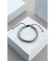 Hematit Doğal Taş Gümüş Rondela Kesim Tam Tur 6x3mm Makrome Bileklik