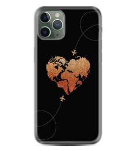 Apple iPhone 11 12 13 14 Pro Max Kılıf Desemli Silikon Plane Heart 1721