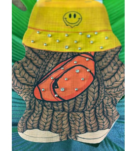 TAŞ BONCUK İŞLEME ŞAPKALI AYI ARMA DİKİŞ APLİKE 28X20 CM
