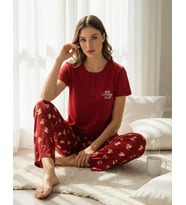 Mihra Kadın Compakt Penye Düğmeli Yaka Kısa Kol İnce Pijama Takımı 90783K - 1 Adet