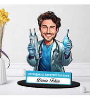 En Başarılı Erkek Anestezi Doktoruna Hediye Karikatürlü Biblo