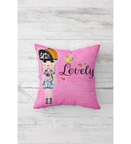 Pop Art Lovely Çift Tarafı Baskılı Gizli Fermuarlı Yastık Kılıfı Kırlent Koltuk Yastık Kılıfı (Siyah-Pembe)