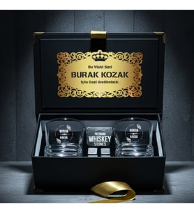 Erkeklere Hediye Premium Süngerli Kutulu Viski Taşlı Viski Bardağı Seti