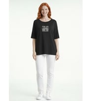 Kadın Siyah Baskılı Regular T-Shirt