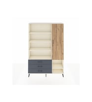 Arges Dolap 9 Raflı 3 Çekmeceli Tek Kapaklı  132x30x195 Aytaşı-Çam/Antrasit