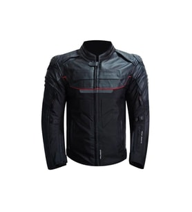 Motosiklet Montu Reflektörlü 4 Mevsim Maxdura Ve Deri 600-d Kumaş Mont Falcon Leather Siyah