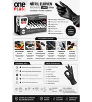 One Plus Nitril Eldiven Pudrasız Larc Siyah 100'lü Paket