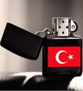 BK Home Türk Bayraklı Siyah Benzinli Metal Çakmak-1