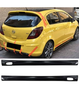 Opel Corsa D Rieger Yan Marşpiyel Seti Mat Siyah Plastik 2 Adet 2006 - 2014